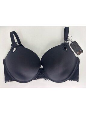 City Chic Mounia Push Up Lace Back Underwire Bra Black Size 40DDD New